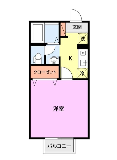セジュールY(1K/1階)の間取り写真