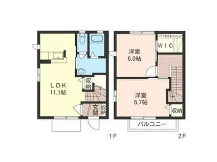 メゾン東 シャーメゾン(2LDK/1階)の間取り写真