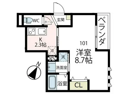 ユアメゾン弘明寺町(1K/1階)の間取り写真