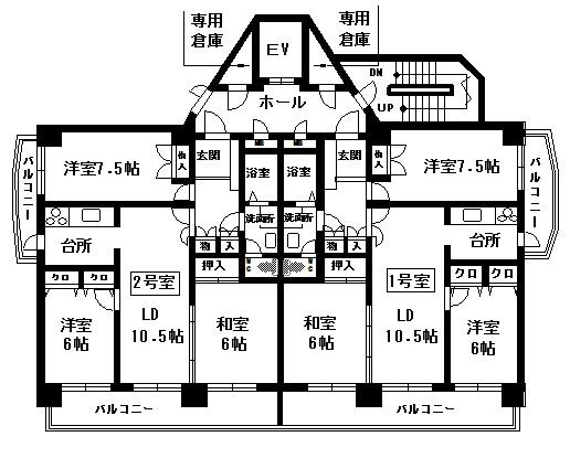 スカイマンション大濠(3LDK/10階)の間取り写真
