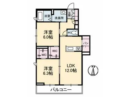 グレースセゾン 樹(2LDK/2階)の間取り写真