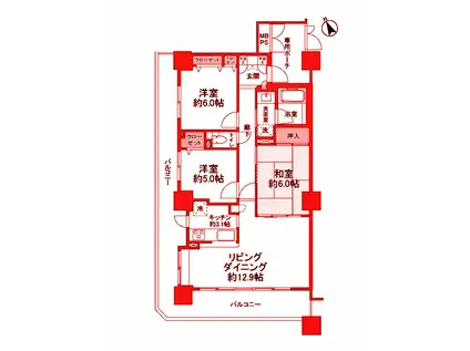 シルエタワーヨコハマ(3LDK/9階)の間取り写真
