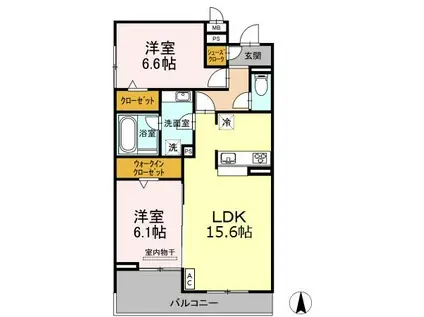 ガーデンテラス(2LDK/2階)の間取り写真