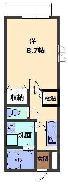 ルミエール(1K/1階)の間取り写真