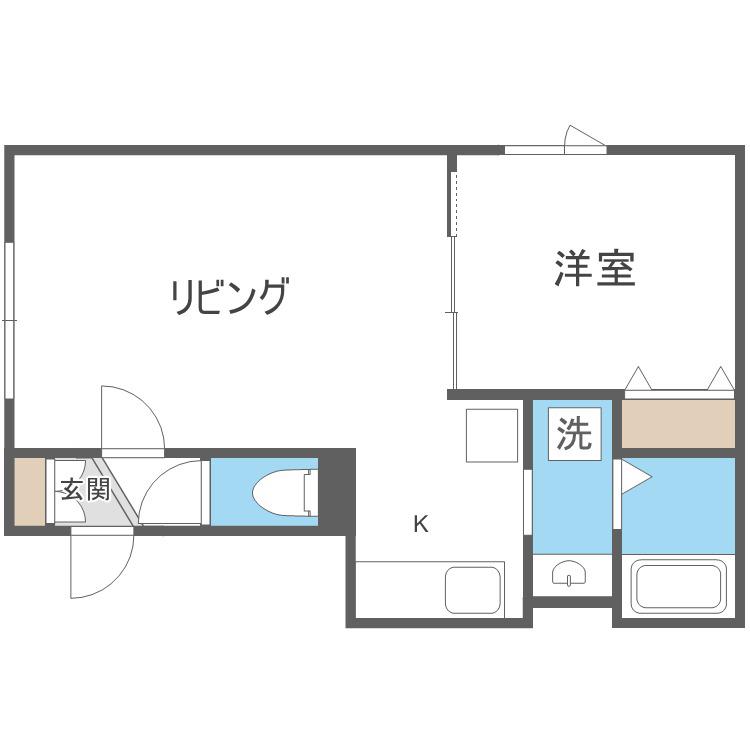 グレイス厚別(1LDK/1階)の間取り写真
