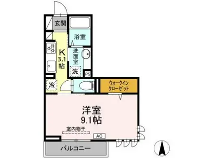 GRAND D-ROOM村井北(1K/2階)の間取り写真