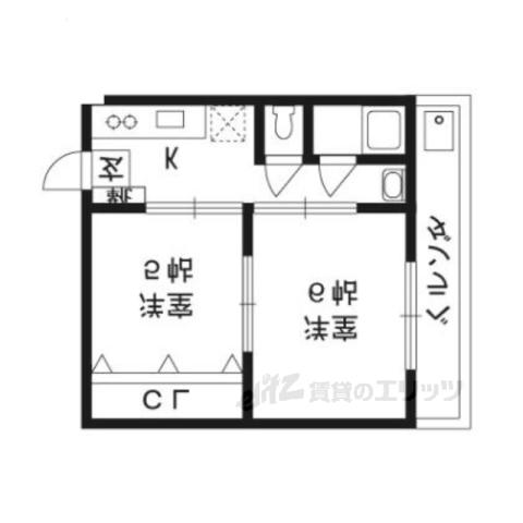 高徳マンション(2K/3階)の間取り写真