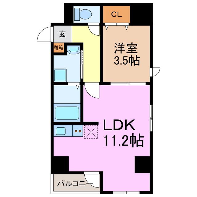 ボナール・ド・フルール(1LDK/7階)の間取り写真