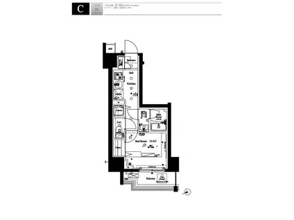 アクサスレジデンス目黒東(1K/6階)の間取り写真