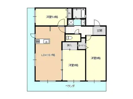 ラ フォーレ愛の(3LDK/6階)の間取り写真