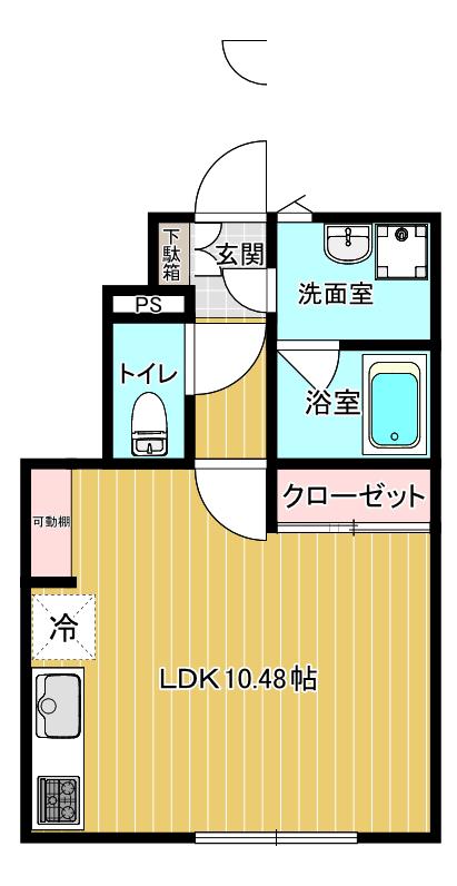REGLOSS 城下(ワンルーム/1階)の間取り写真