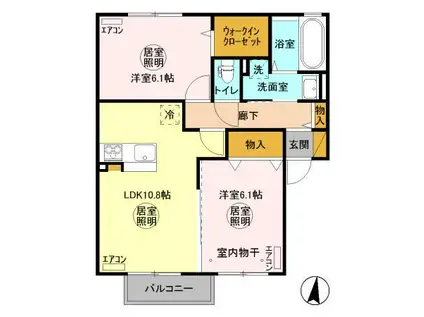 グランマーレ L(2LDK/2階)の間取り写真