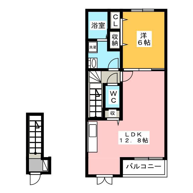 ウエストヒル(1LDK/2階)の間取り写真