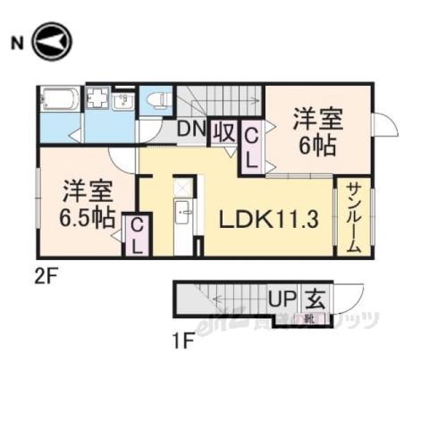 ラ スギシオン A(2LDK/2階)の間取り写真