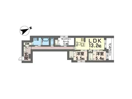 スプリング クレスト(2SLDK/1階)の間取り写真