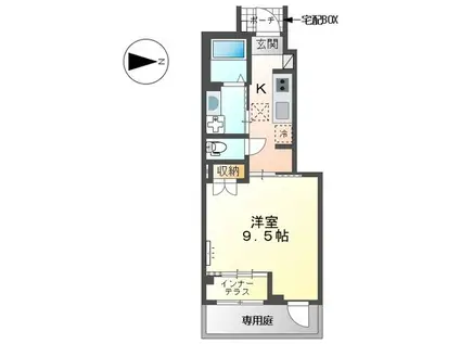 メゾン・ド・ラ・ソネット(1K/1階)の間取り写真