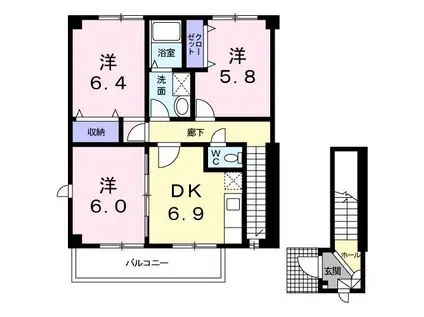 シュティラーバルト(3DK/2階)の間取り写真