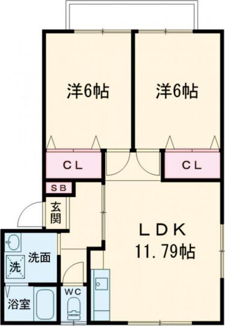 ラ・メゾン桑木場(2LDK/1階)の間取り写真