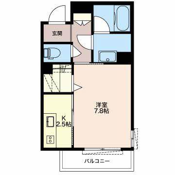 GRANDE ALBERO(1K/2階)の間取り写真
