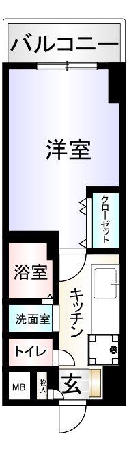 ヒット馬借テラス(1K/5階)の間取り写真