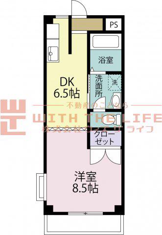 クラウンII津福(1DK/3階)の間取り写真