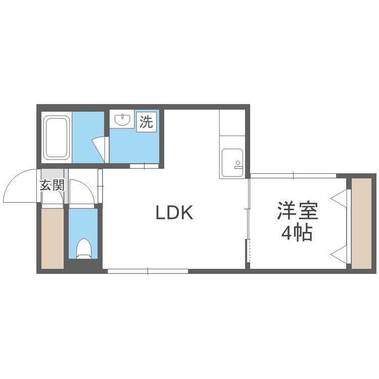 ネクステージ南平岸(1LDK/4階)の間取り写真