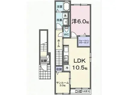 ＪＲ信越本線 安茂里駅 徒歩16分 2階建 新築(1LDK/2階)の間取り写真
