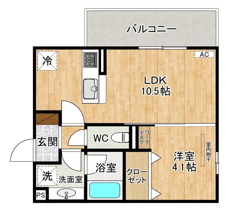 HABITAT YOSHINO(1LDK/2階)の間取り写真