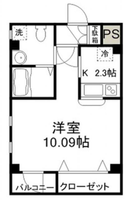ΑーFICTION(1K/3階)の間取り写真