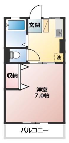 ブルーメ SOM(1K/2階)の間取り写真