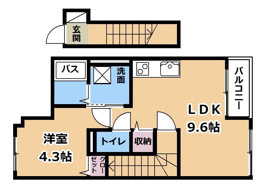パインフィールド松(1LDK/2階)の間取り写真