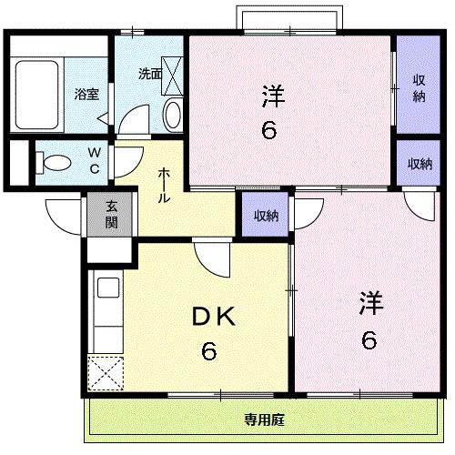 ファミール宮内(2DK/1階)の間取り写真