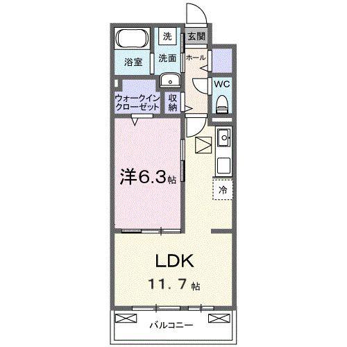 ブライトリーフ(1LDK/1階)の間取り写真