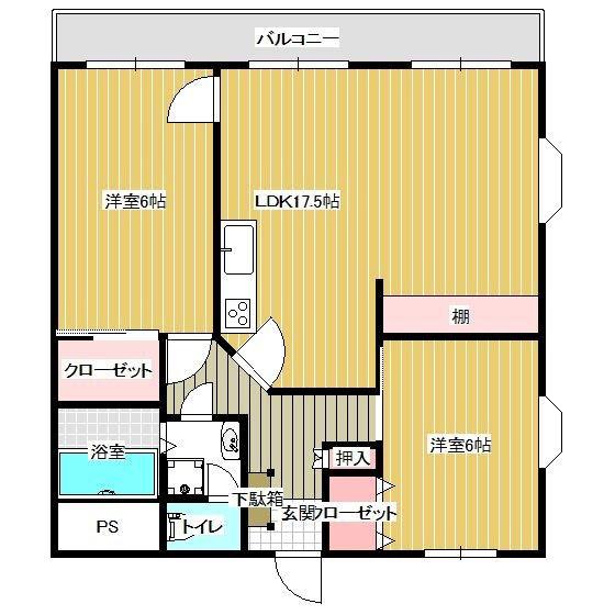 ビレッジ中尾(2LDK/1階)の間取り写真