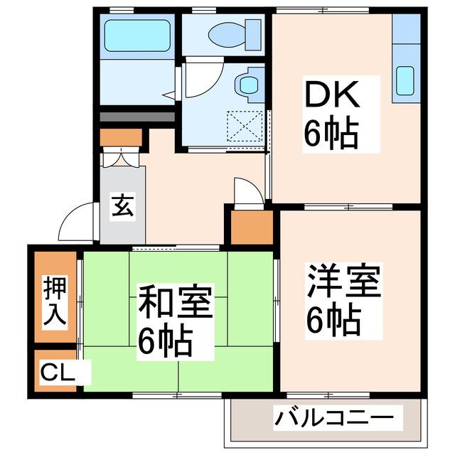 アルトリオ一番館(2DK/1階)の間取り写真