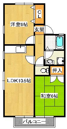 リヴィエール II(2LDK/1階)の間取り写真