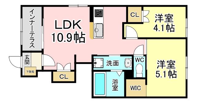 YENN(2LDK/1階)の間取り写真