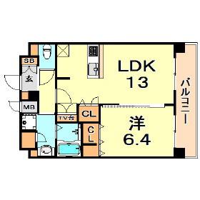 プレサンス三宮ディライト(1LDK/15階)の間取り写真