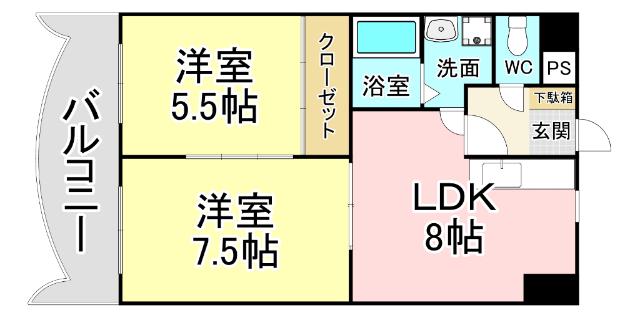 ロイヤルエレガンス(2LDK/4階)の間取り写真