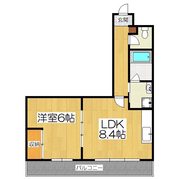 エクセル新十条(1LDK/4階)の間取り写真