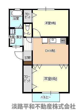 フォブール先山I(2DK/1階)の間取り写真