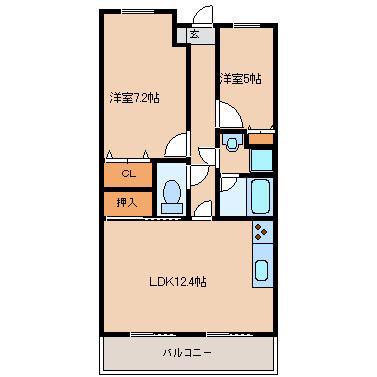 蔵王アイビーコート(2LDK/3階)の間取り写真