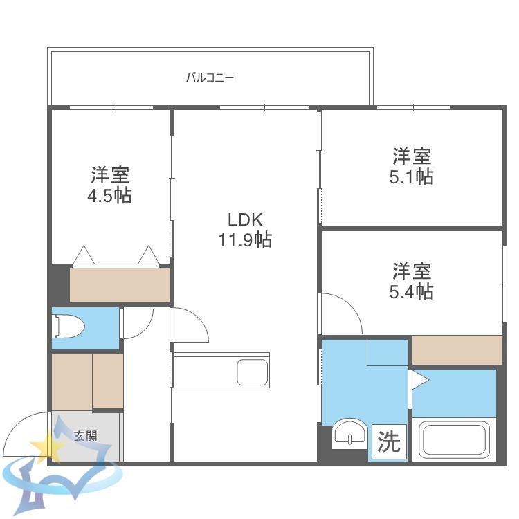 パーク農試館(3LDK/2階)の間取り写真