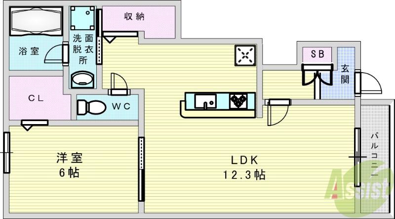 AFFABILE(1LDK/1階)の間取り写真