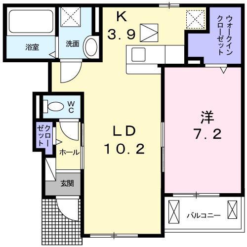 ネオクレメント A(1LDK/1階)の間取り写真