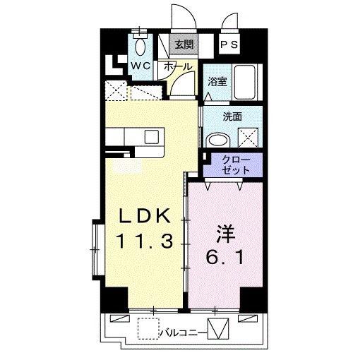 カーサ ルーチェ(1LDK/4階)の間取り写真