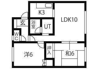 スカイハイツ(2LDK/1階)の間取り写真