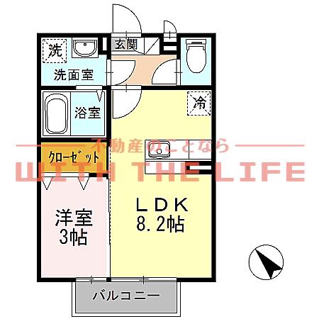 シュティッヒパルメ(1LDK/2階)の間取り写真