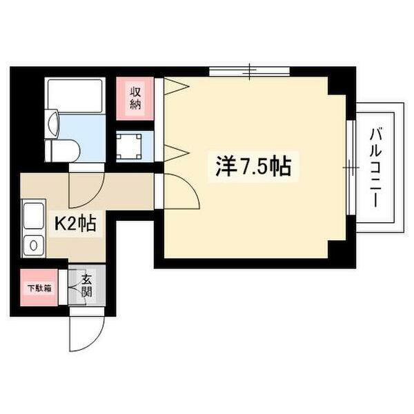 アローフィールドビル(1K/2階)の間取り写真