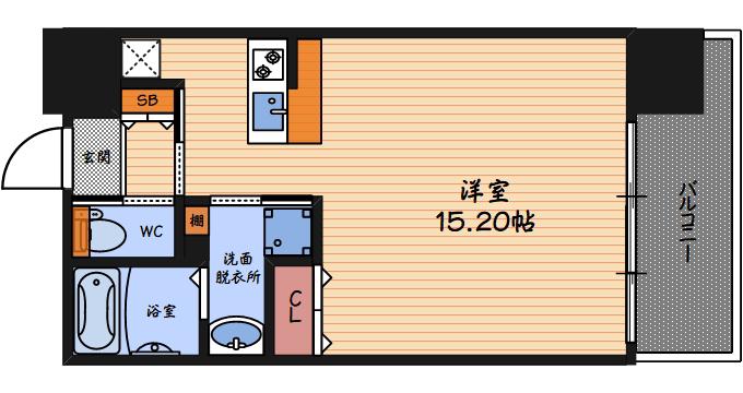 プレジオ海老江(ワンルーム/4階)の間取り写真